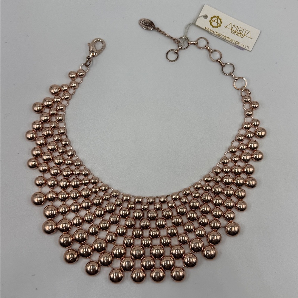 Amrita Singh NWT Bib Statement Necklace Rose Gold - Picture 2 of 4